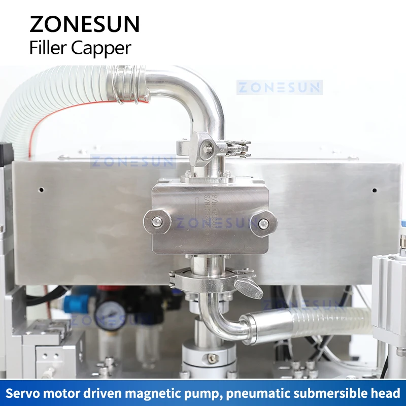 Zonesun صنبور الحقيبة آلة التعبئة الروتاري السائل حشو كابر قطعة واحدة محرك معزز والعتاد مضخة ZS-SVFC1