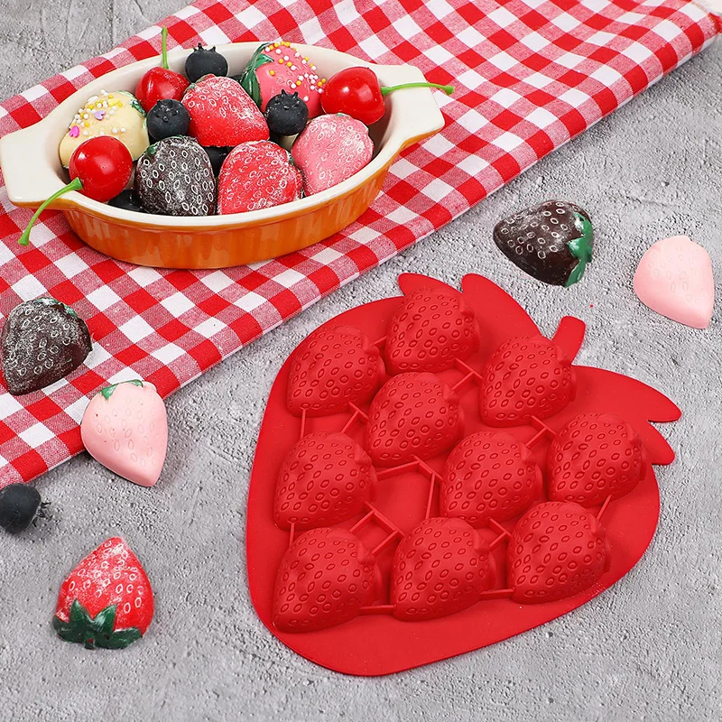 Strawberry Ice Cube Tray Strawberry Silicone Moulds for Chocolate Candy Cake Cupcake Soap Baking Jello Cookie Wax Crayon Melts