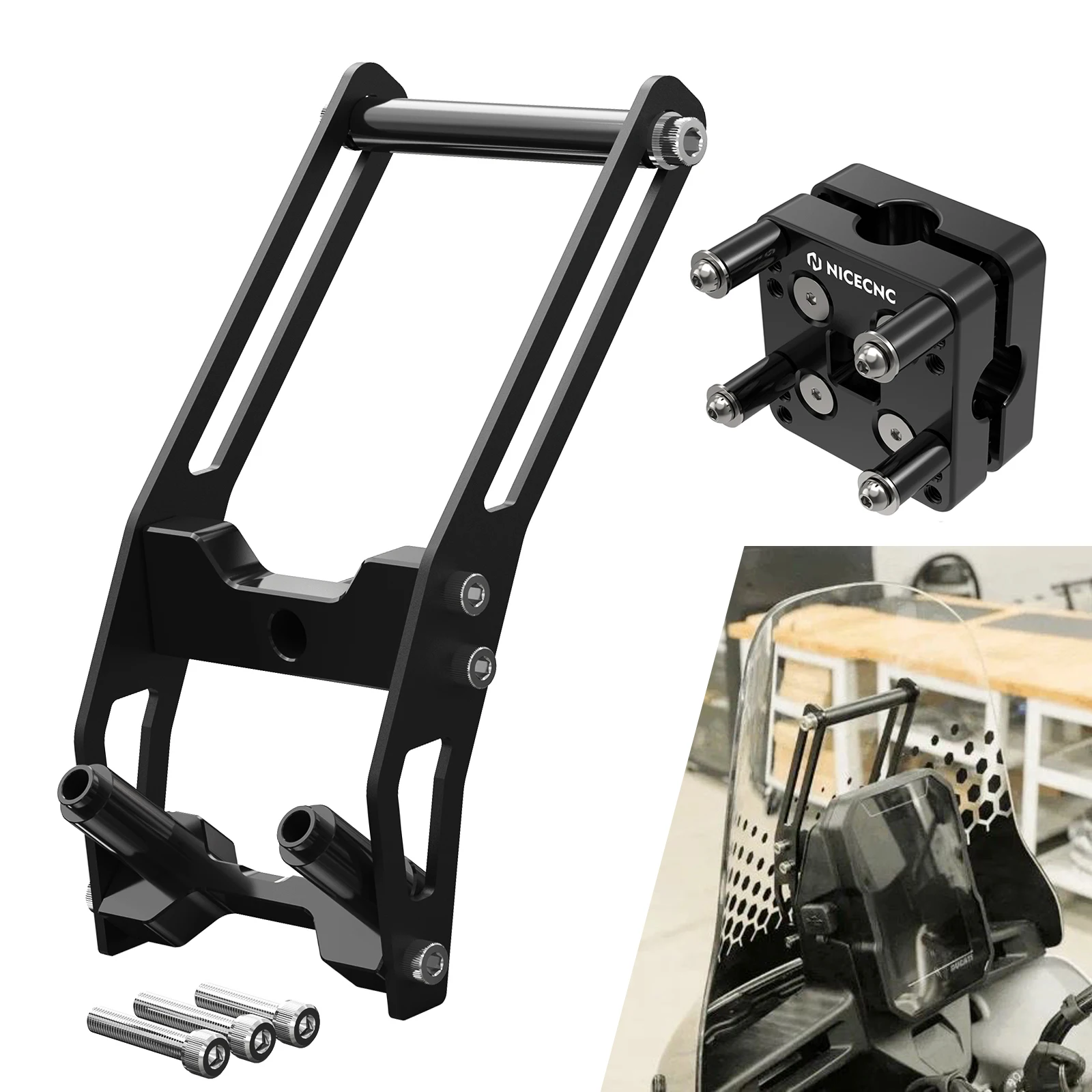 

For 2022 2023 2024 Ducati Desert X DesertX GPS Navigation Support Bracket Adjustable Motorcycle Phone Holder AMPS Mount Bracket