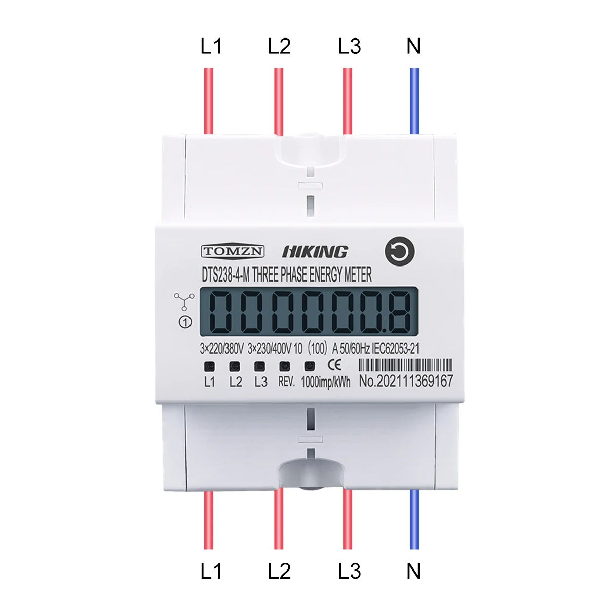 TOMZN 4P 10-100A three phase Din rail KWH Watt hour din-rail energy meter LCD 3*230/400V 3*120/208V 3*220/380V 50/60Hz