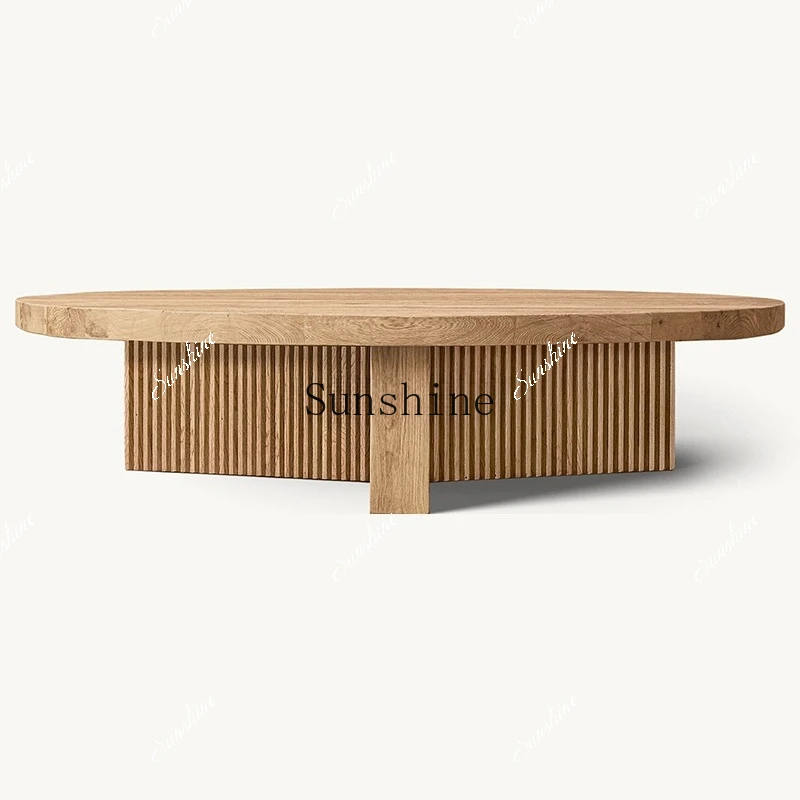 

Original single coffee table American country round solid wood neoclassical French coffee tableXX