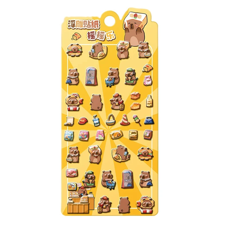 Cartoon Capybara Stickers 3D Transparent Jelly Sticker PVC Funny Animal Decorative Sticker Kids Mobile Phone Stationery Stickers