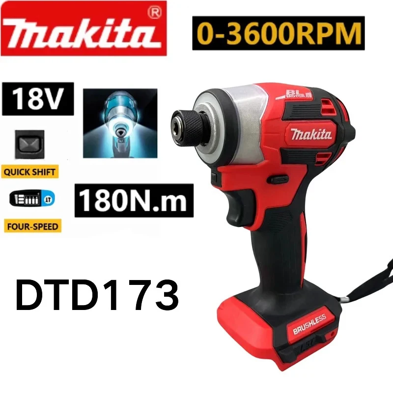 Makita DTD173 red Brushless electric screwdriver 18V Cordless Tools Drill Auto repair Electric impact Driver Tools