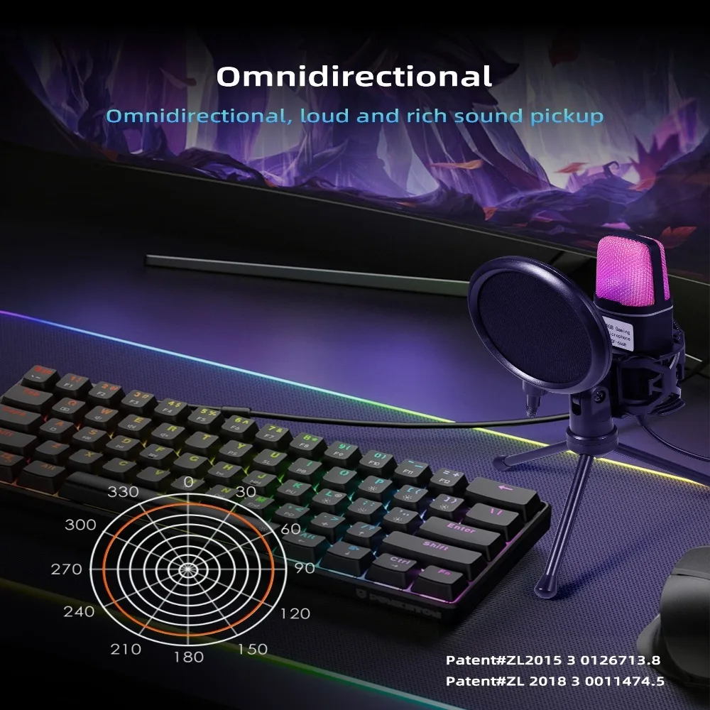 

Bracket Microphone Seven Color Luminescence USB RGB Microfone Luminous Microphone Wire Gaming Mic SF666R USB Microphone