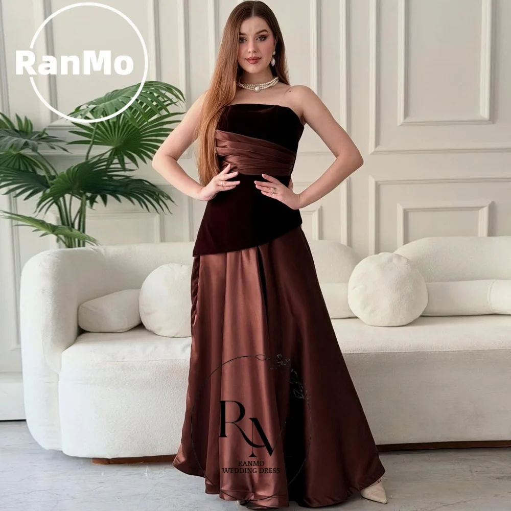 

Ranmo Elegant A-line Sleeveless Strapless Evening Dress 2026 Pleat Floor Length Vestidos De Fiesta Formal Prom Dress Customized