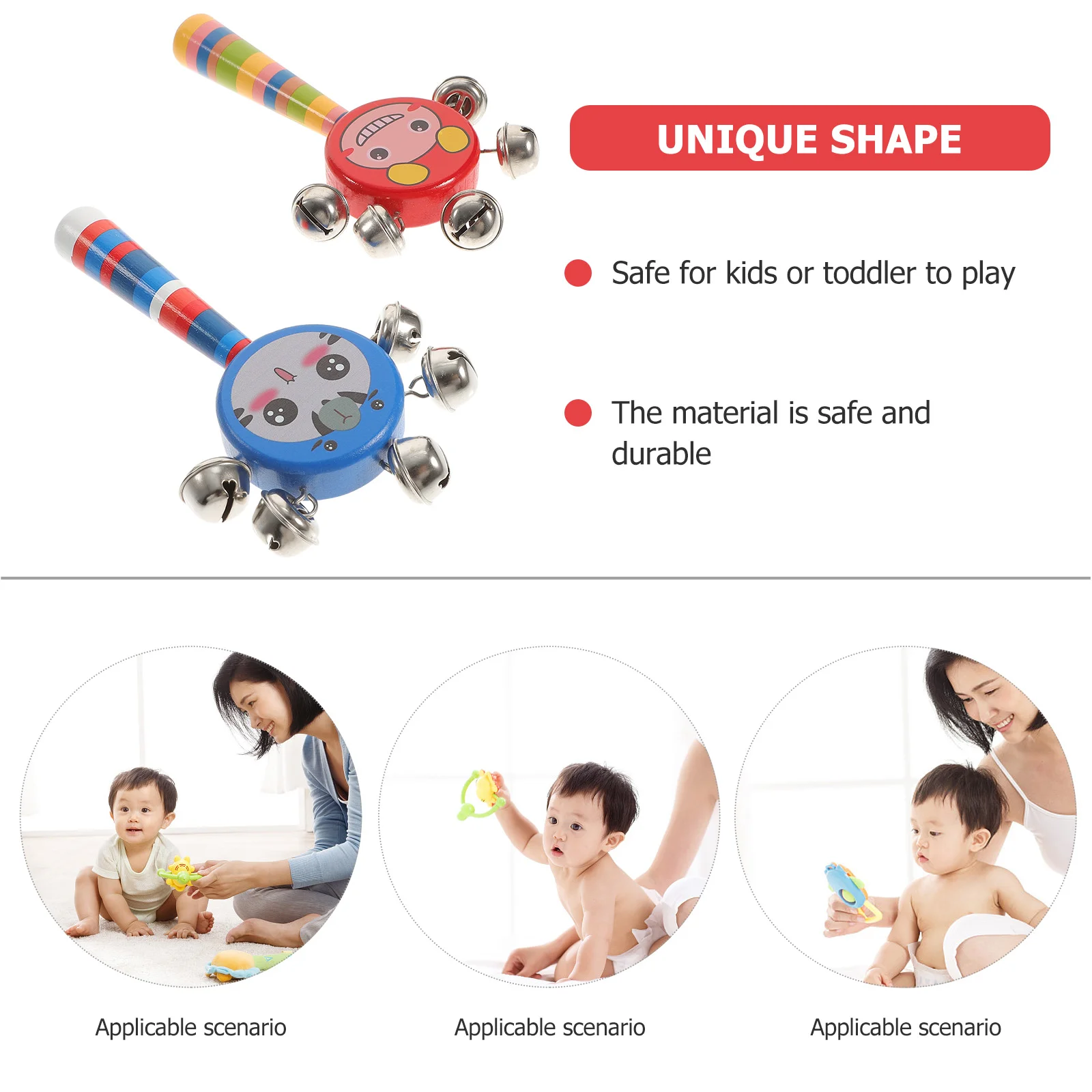 2 PCS Early Education Educational Hand Bell Children Music Toddler Toys Baby Rattles Musical Instrument