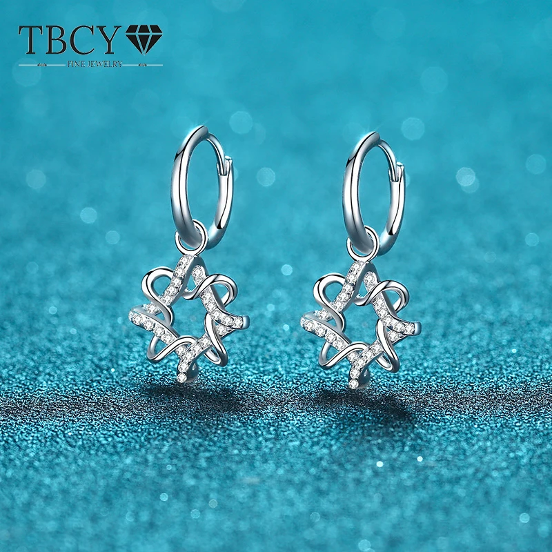 

TBCYD 0,28 карата D цветные серьги с муассанитом, полые серьги с бриллиантами для женщин, серебро S925, роскошные ювелирные изделия, подарки