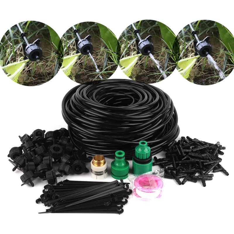 5m~50m Garden Irrigation Kits 8L Black Pressure Compensated Dripper with 4/7mm Hose for Agricultural Dripper Irrigation System