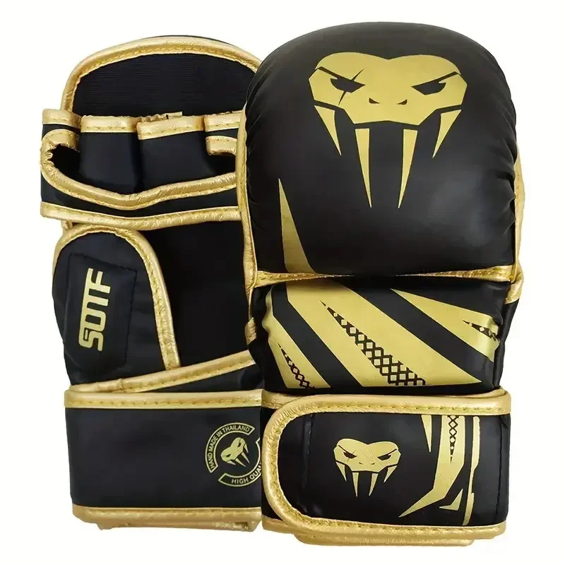Half Finger Boxing Gloves Thickened PU Leather Muay Thai Sanda Training Mitts Breathable Punching Bag Training Accessories