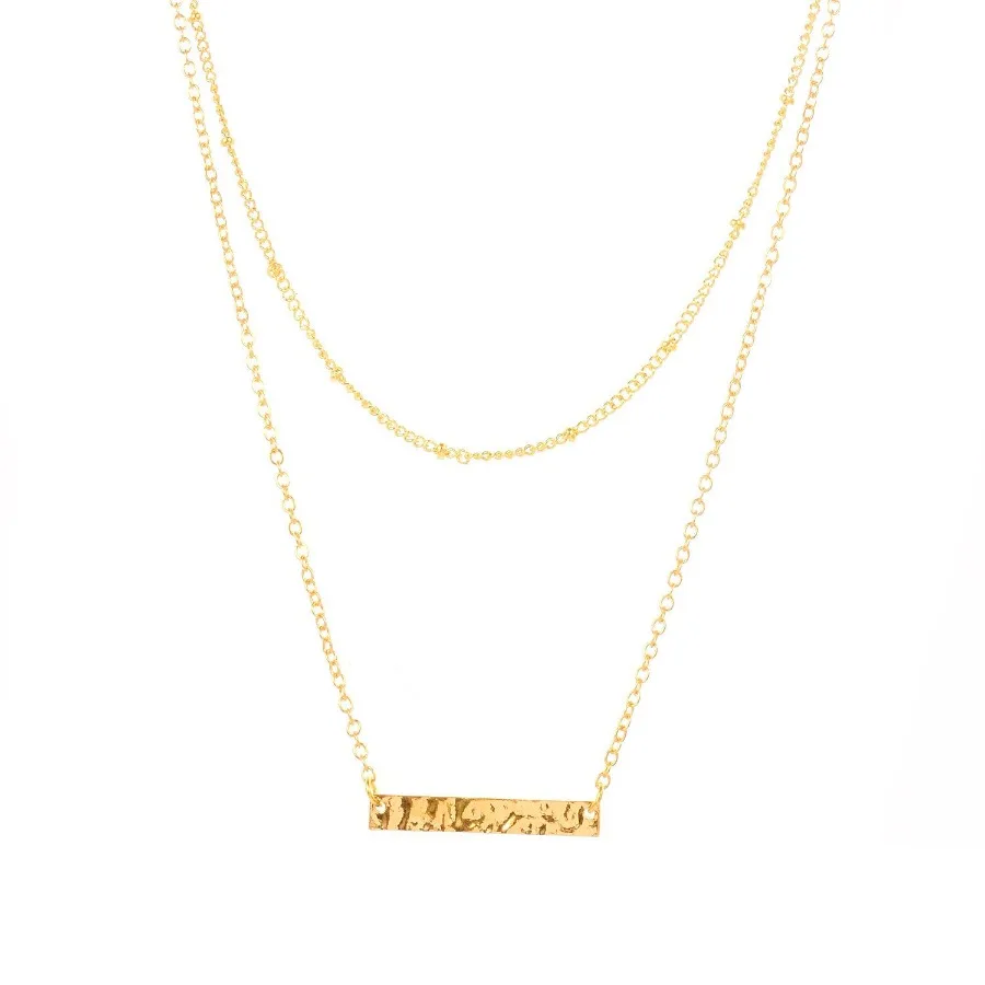 

Layered Heart Necklace Pendant Handmade 18k Gold Plated Dainty Gold Choker Arrow Bar Layering Long Necklace for Women