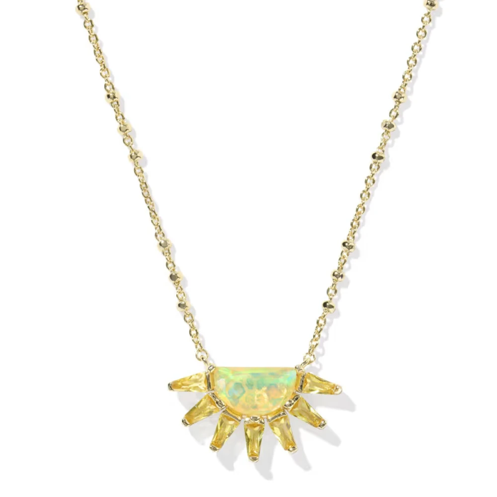 

YEEVAA Yellow/Red Opalescent Resin Sun Short Pendant Necklace，Fashion Jewelry Gift Idea