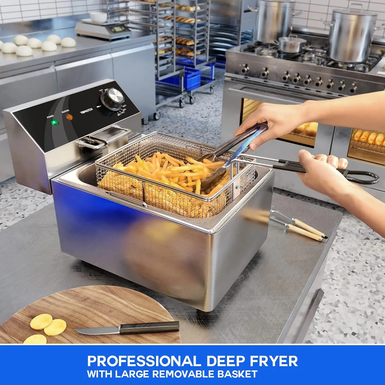 Deep Fryer with Basket and Lid Capacity  Stainless Steel Single Tank Fryer