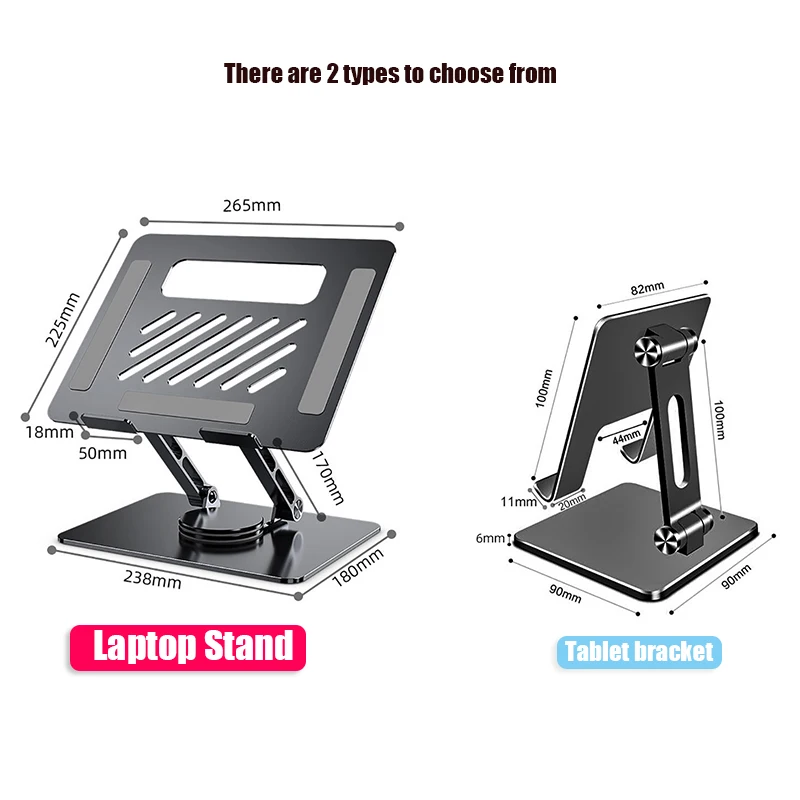 Laptop Stand Desk Riser 360 Rotation Multi-Angle/Height Adjustable Aluminum Computer Stand For MacBook Air Dell HP Xiaomi Huawei