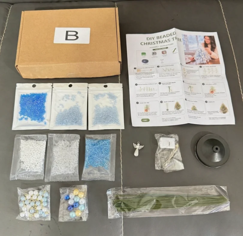 Handgefertigtes DIY-Set zur Herstellung eines Weihnachtsbaums mit Perlen, Mini-Weihnachtsbaum mit Kristallperlen, Tischdeko, Weihnachts-DIY-Bastelbedarf, Kreativ – Detail 12
