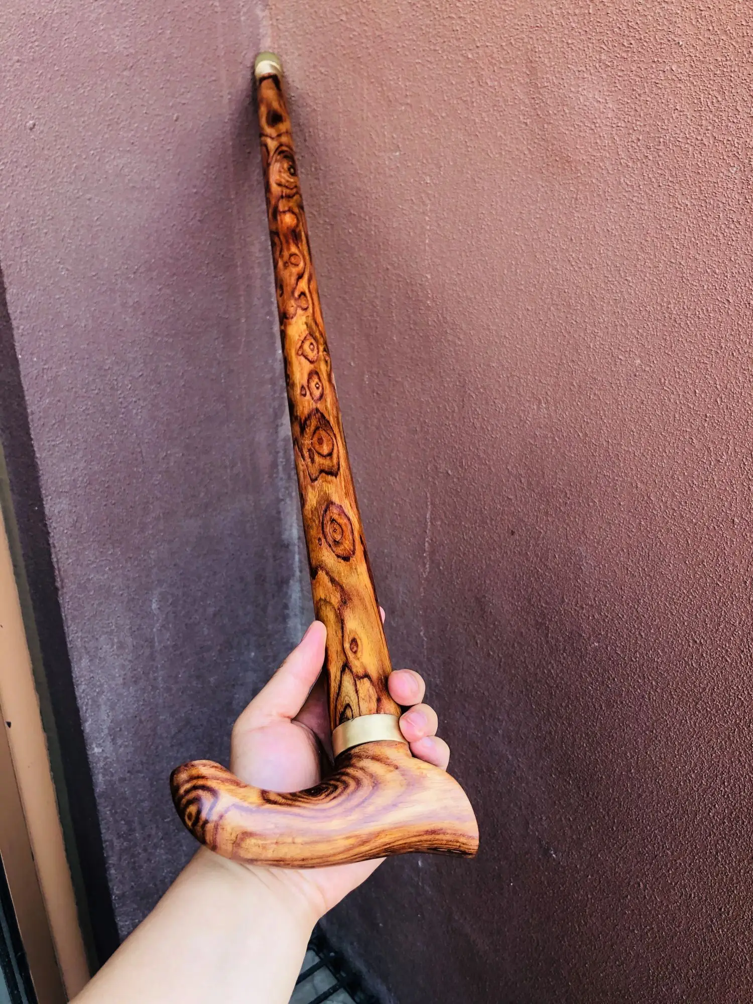 High-Grade Hainan Huanghuali Rosewood Crutches Solid Wood Walking Stick