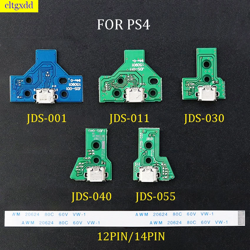 1 set suitable FOR PS4 USB charging port JDS-030/JDS-011/JDS-001/JDS-055/JDS-040 socket 12/14 pin controller cable replacement