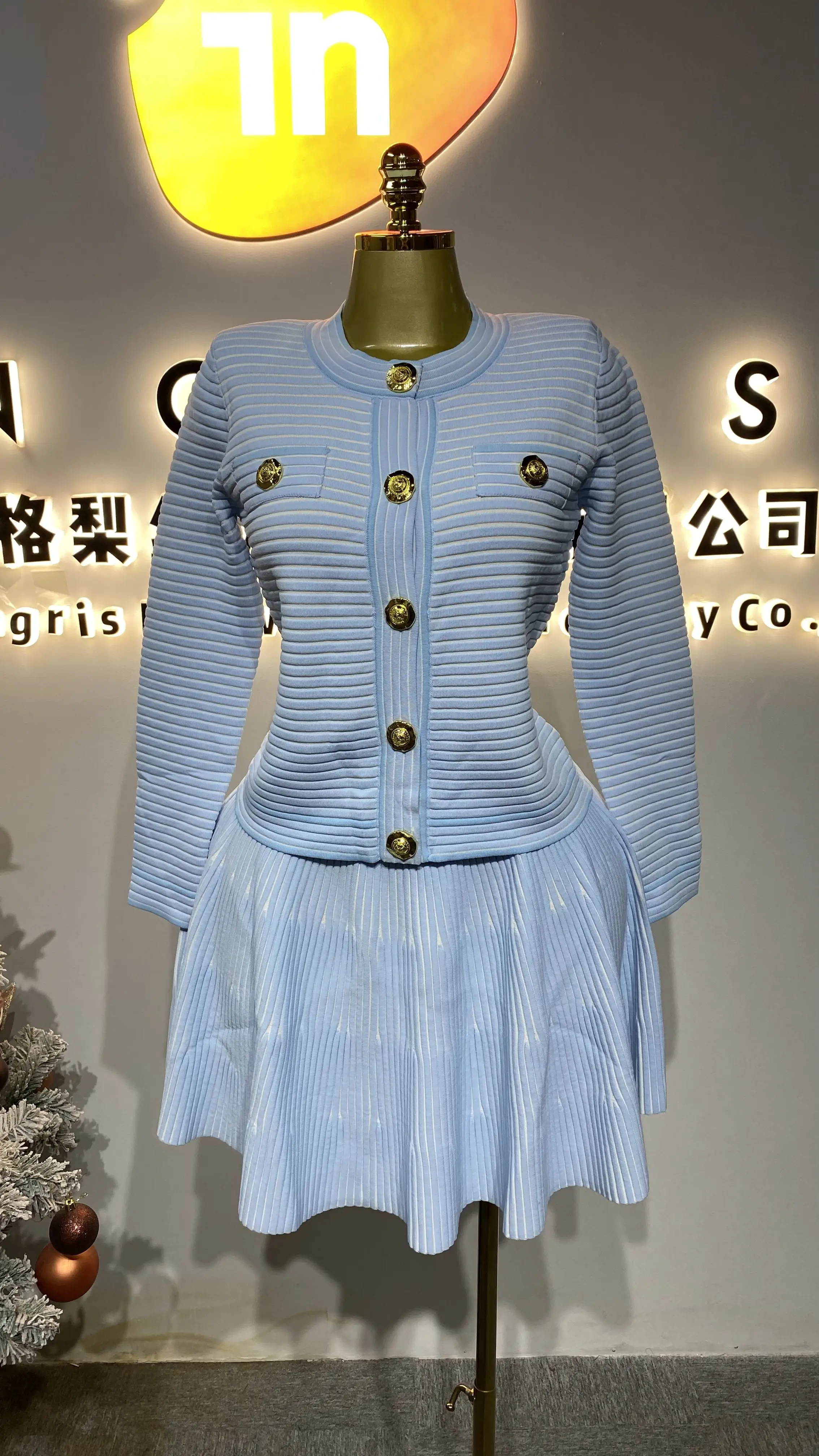 

Elegant New Women's Cardigan Elastic Knit Round Neck Long Sleeve Single-Breasted Slim Fit Sweater-GZXX277