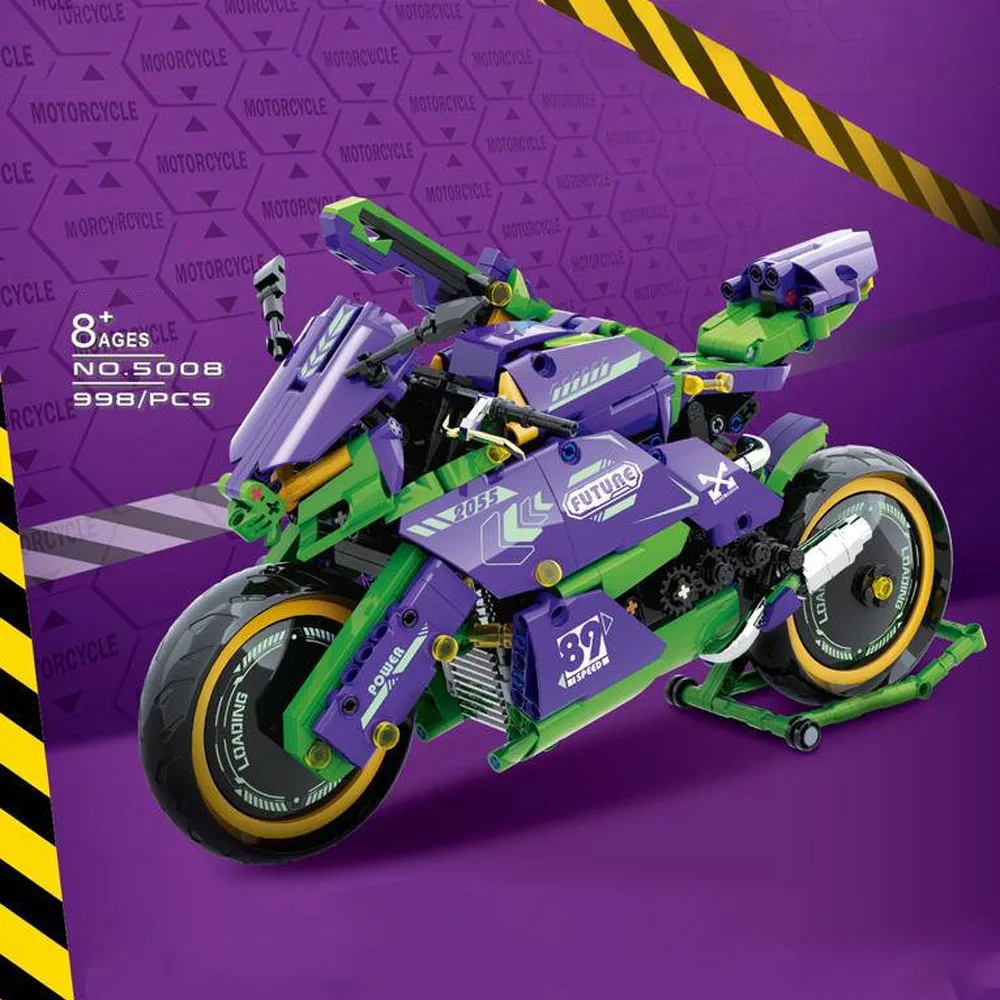 

creative expert anime EVA motorbike EVO-01 Motorcycle moc Building Block model toy gifts Christmas 998pcs