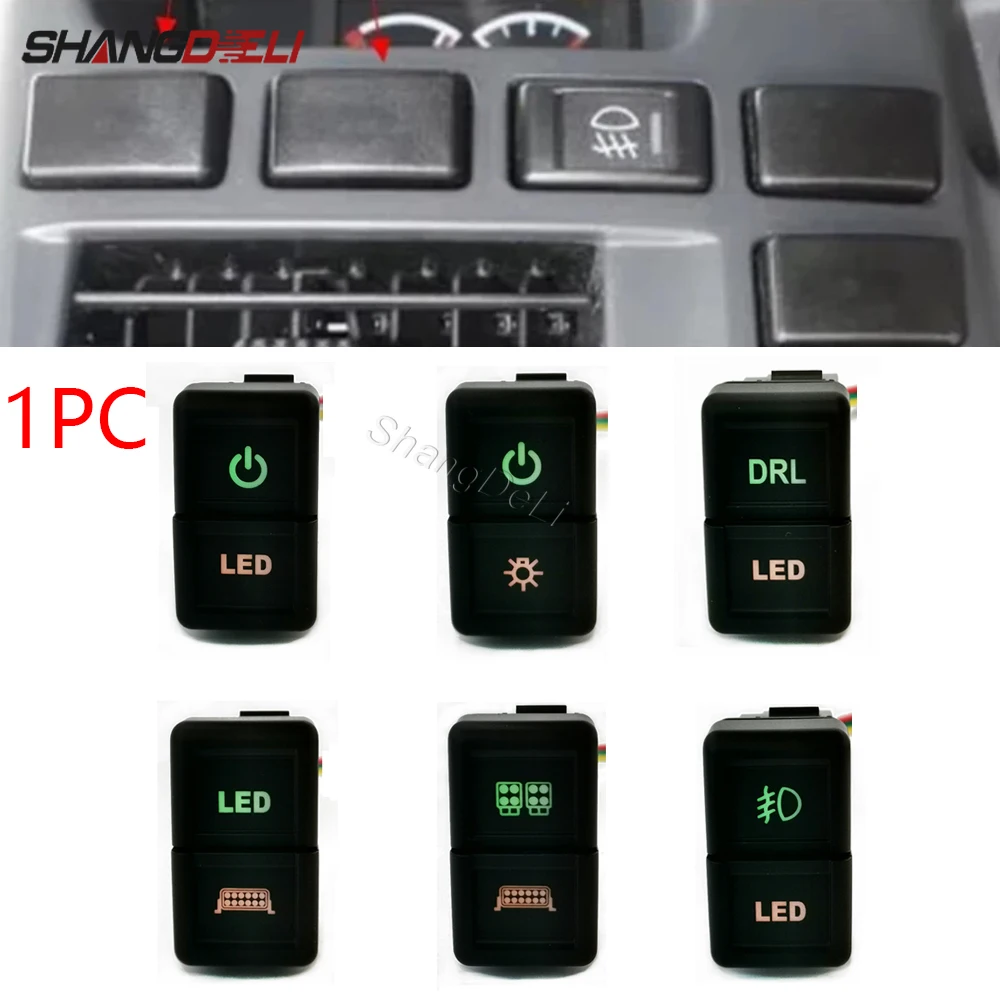 

1PC Car Dual Switch DRL LED Power Radar Front Fog Light Spotlights Button With Connection Wire For ISUZU 700P NLR