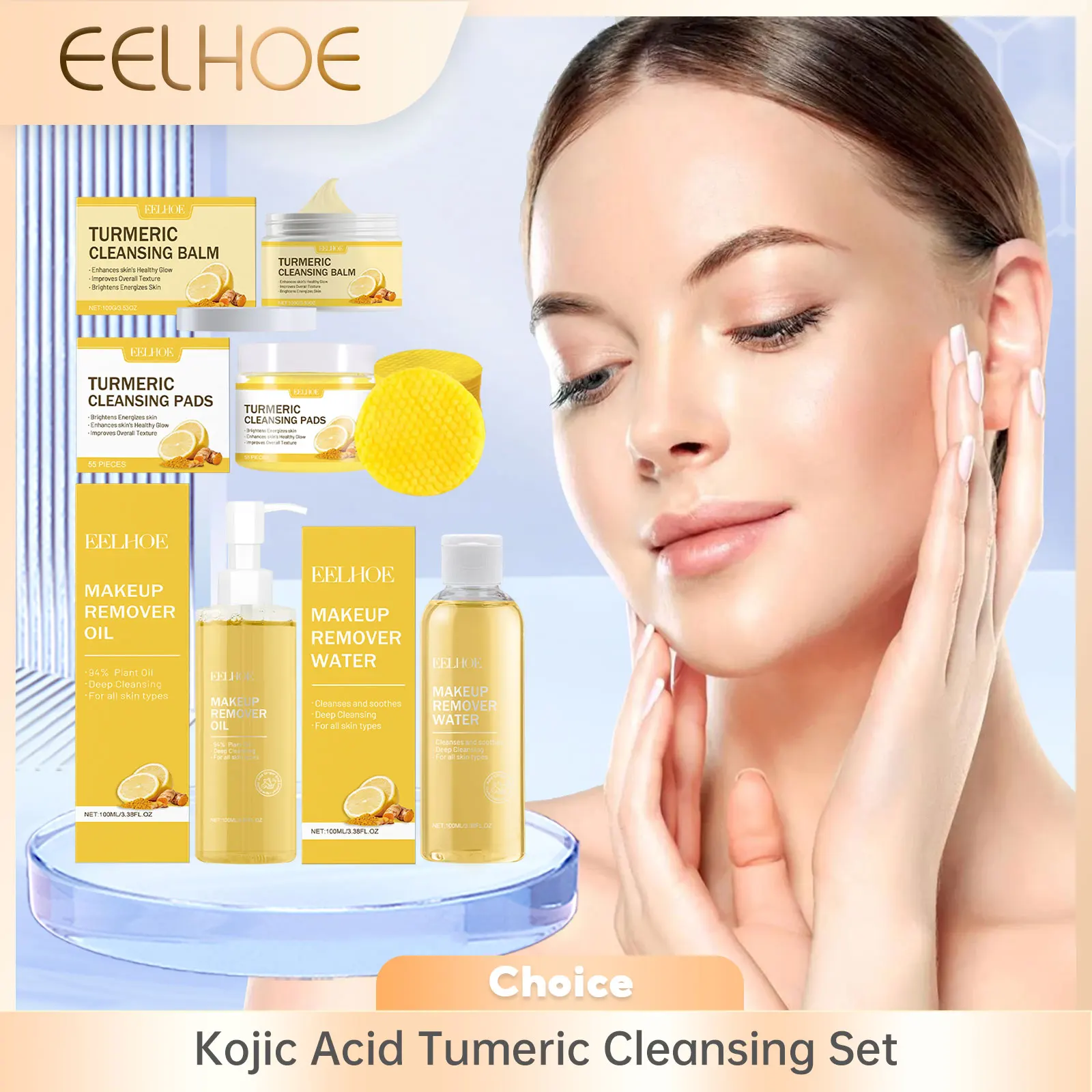 Kojic Acid Tumeric Cleansing Oil Kit Moisturizer Face Cleaning Sensitive Skin Care Products Shrink Pores Cleansing Face Care Oil