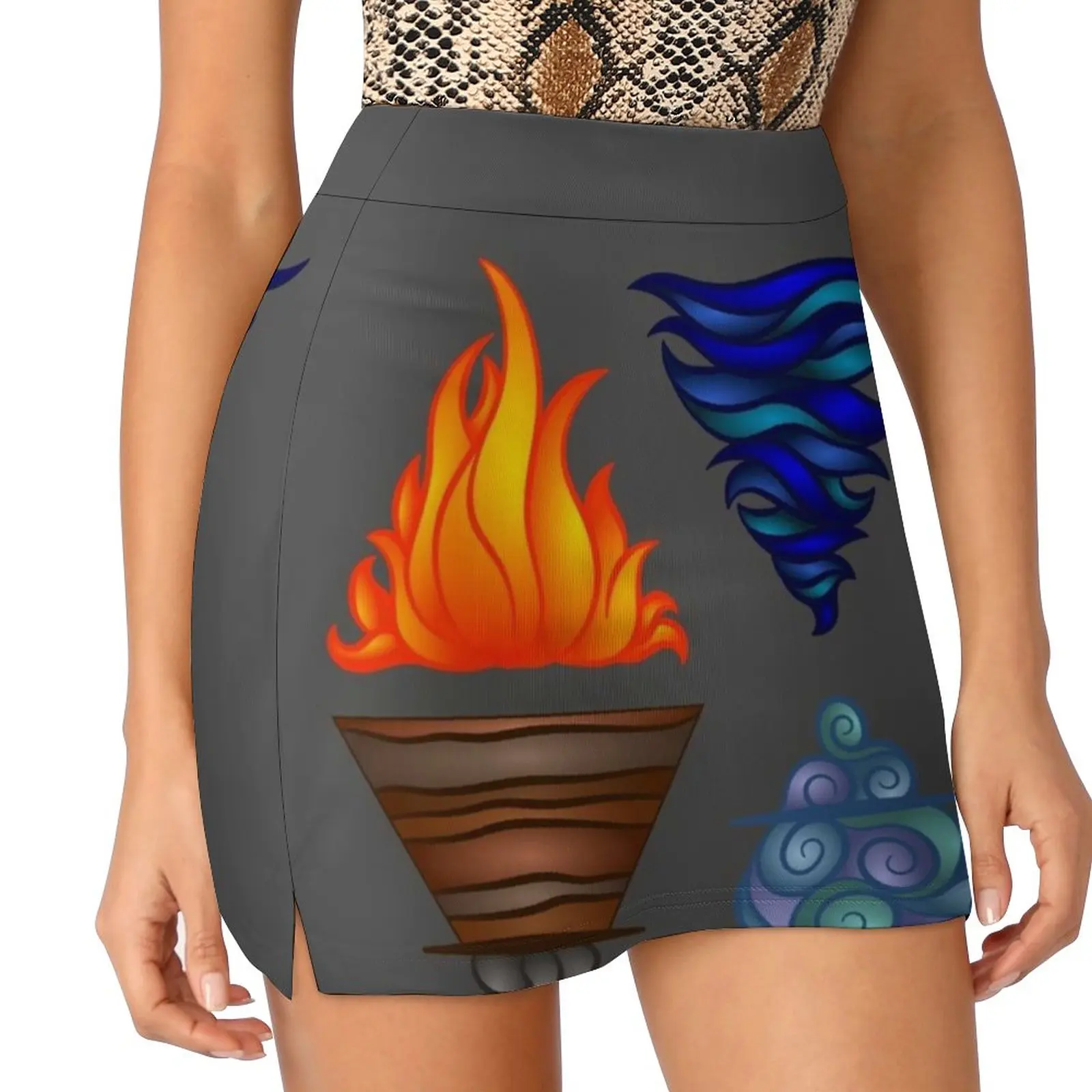 Four Elements Skirts Woman Fashion 2022 Pant Skirt Mini Skirts Office Short Skirt Four Elements Fire Water Earth Air Elements