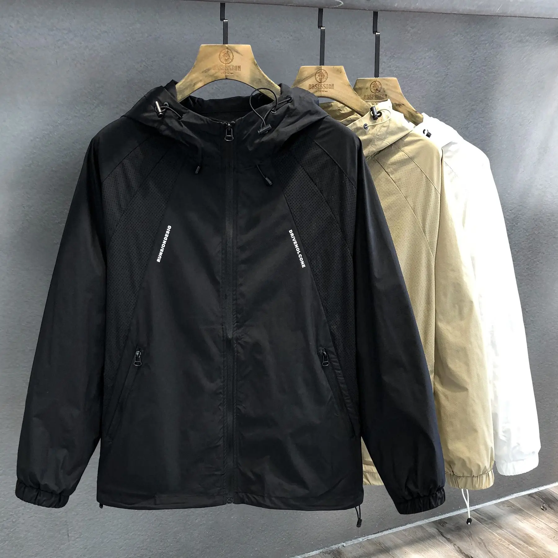 

2025 New Men's Faionable Outdoor UV Protection Jaet Casual Sportswear Anti-Uv Loose Fit Long Sve Zipper Closure Hooded