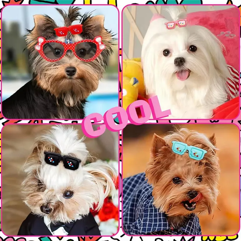 New Dog Hair Clip Fashion Sunglasses Shaped Hair Clip for Small Dogs and Cats Pet Grooming Accessories Puppy Bows Pet Supplies