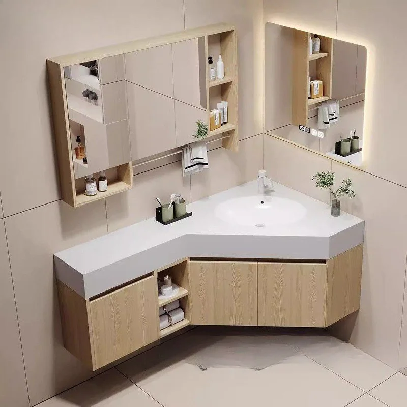 Small Apartment Honeycomb Aluminum Integrated Big Belly To Triangular Washbasin Bathroom Cabinet Combination Toilet Vanity