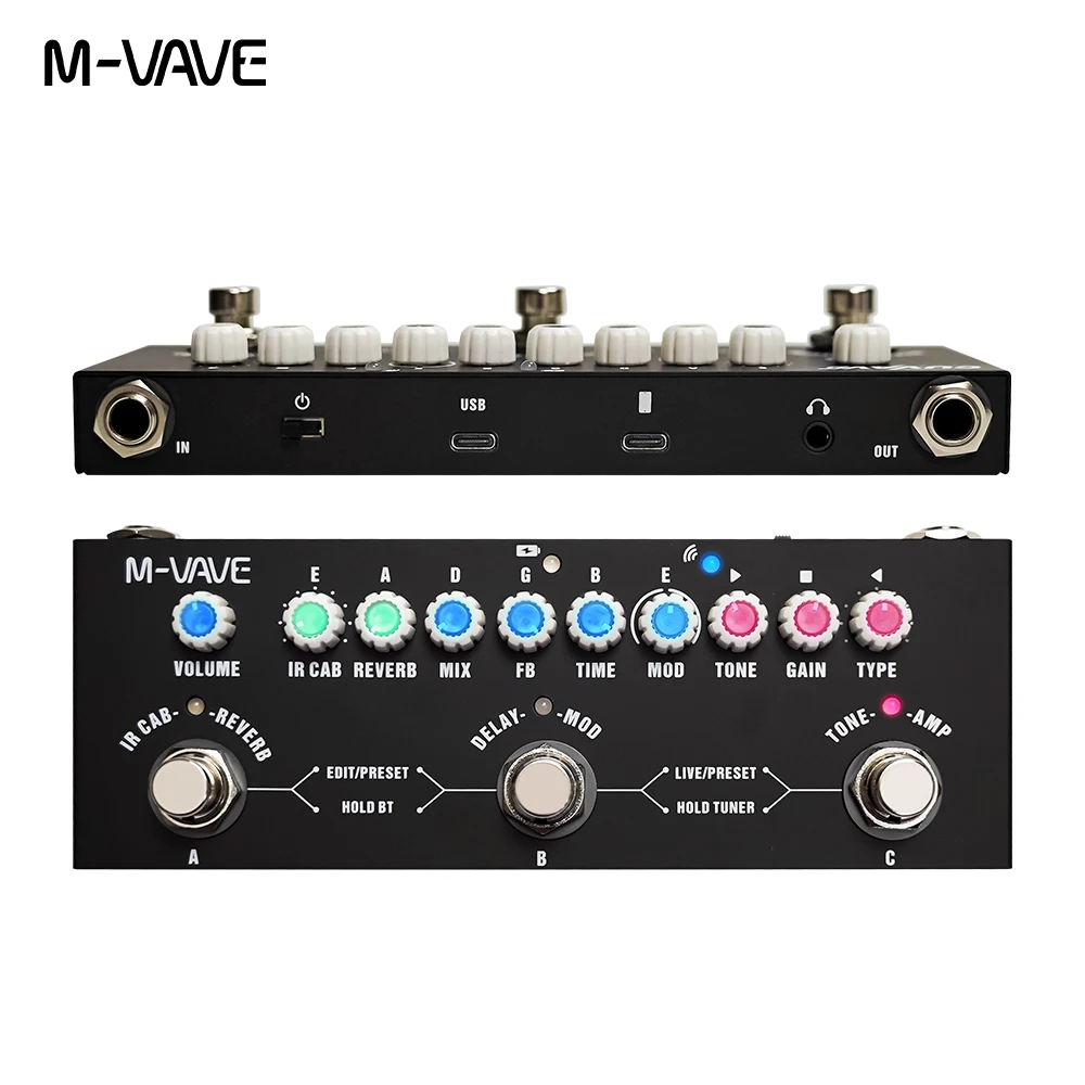 M-vave Cube BABY Rechargeable Multi Effects Pedal Delay Chorus Reverb Effect for Electric Guitar/Bass/Acoustic Guitar