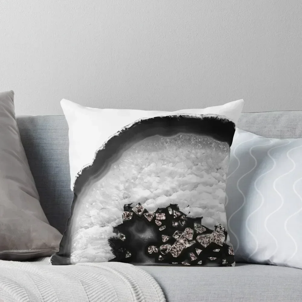 

Gray Black White Agate with Rose Gold Glitter #6 (Faux Glitter) #gem #decor #art Throw Pillow covers for pillows pillow