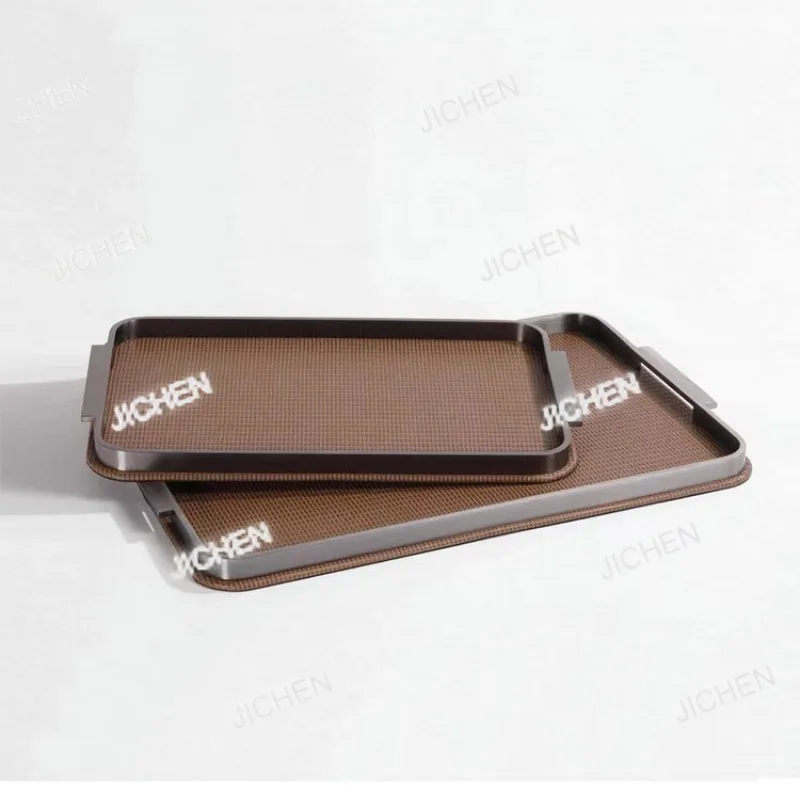

JTC Metal Leather Tray Modern Luxury Storage Tray Household Decorative Desktop Trays Dining Room Aesthetic Decoration Accessorie