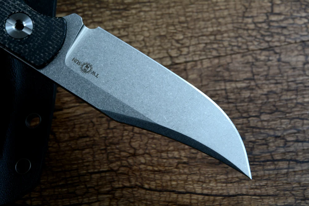 TWOSUN TS613 Knife D2 Stonewashed Blade Kydex Sheath for Outdoor Camping Hunting Knives
