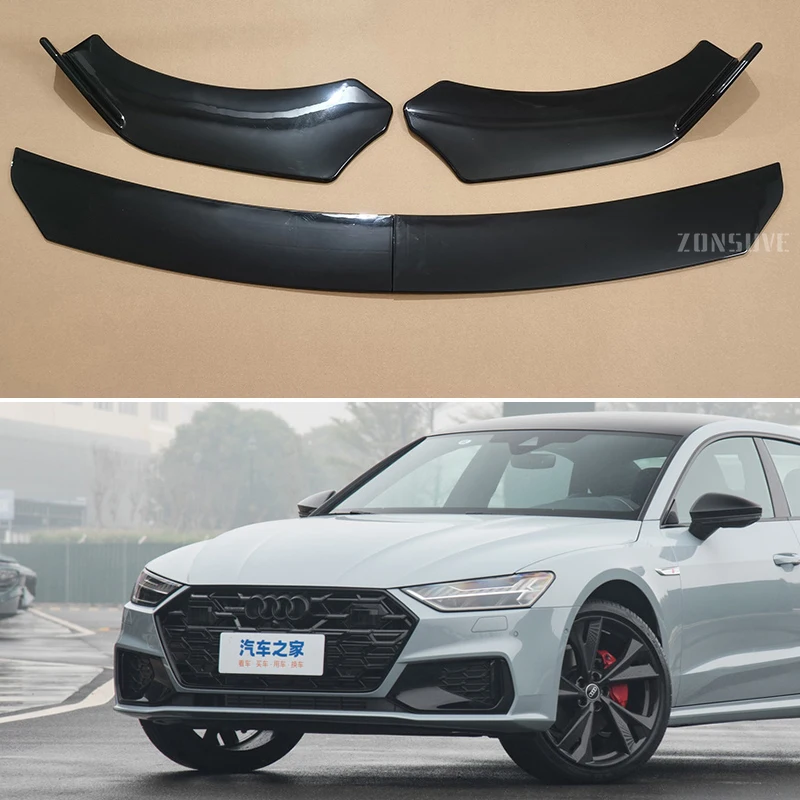 For Audi A7 Sedan 2010--2024 Year Front Bumper Lip Splitter Spoiler Body Kit Accessories Universal 4pcs