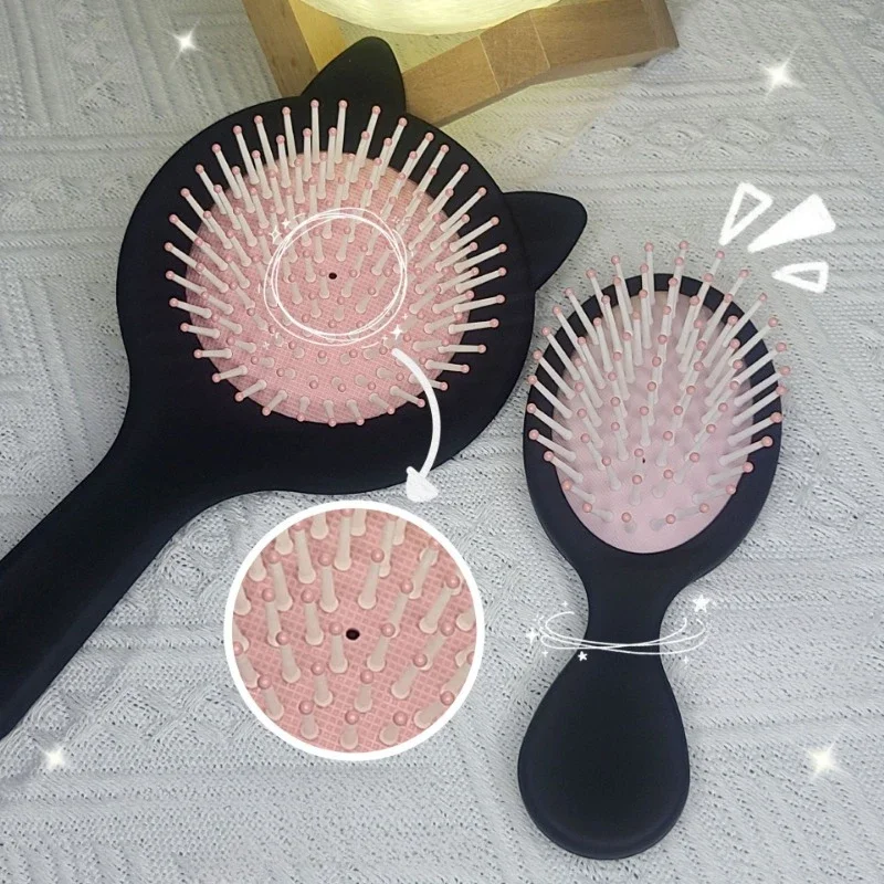 Black Pink Small Air Cushion Comb Oval Cat Ear Antler Pattern Smooth Hair Styling Combs Student Hairdressing Massage Airbag Comb