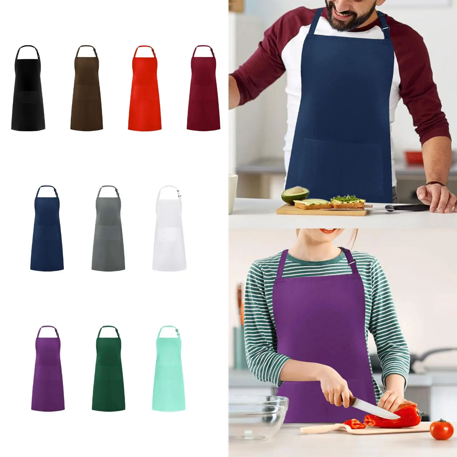 Chef Apron with Large Pocket Baking Apron Cooking Baking Apron for Flower Shop Dog Grooming Farmhouse Cosmetology Coffee Shop