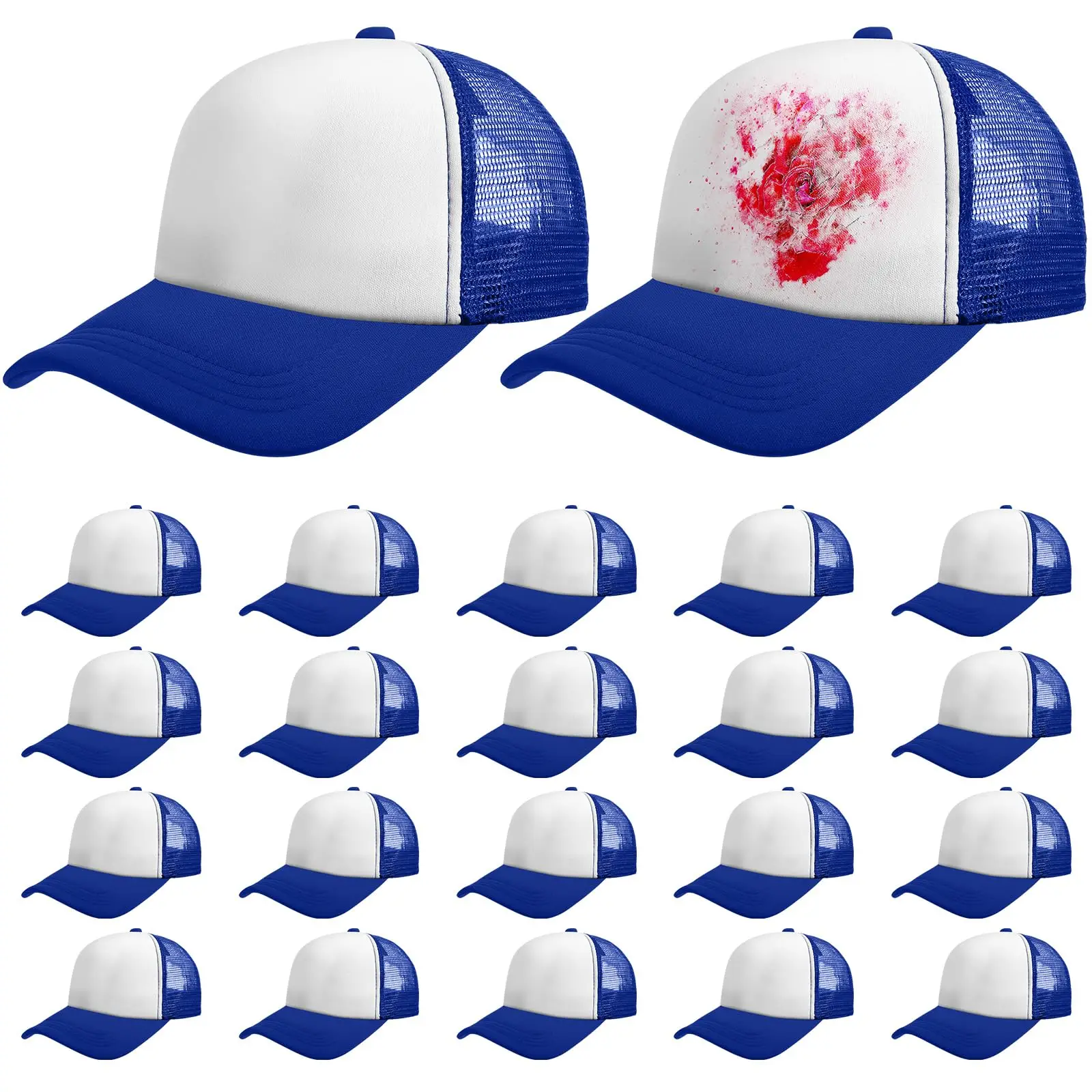 

5pcs Sublimation Blank Cap Polyester Mesh Cap Summer Mesh Cap Blank Cap Unisex Plain Blank Baseball Hat for DIY Embroidery