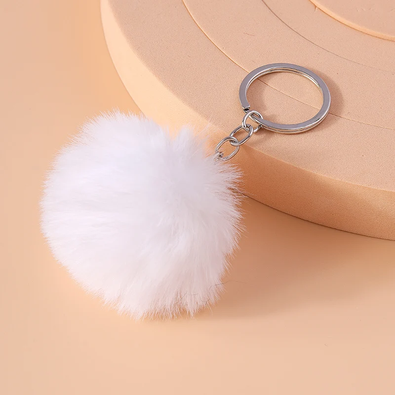 Mode Candy Farben Plüsch Ball Schlüsselbund für Auto Schlüssel Halter Frauen Mädchen Handtasche Anhänger Schlüsselanhänger Zubehör DIY Schmuck Geschenke – Detail 15