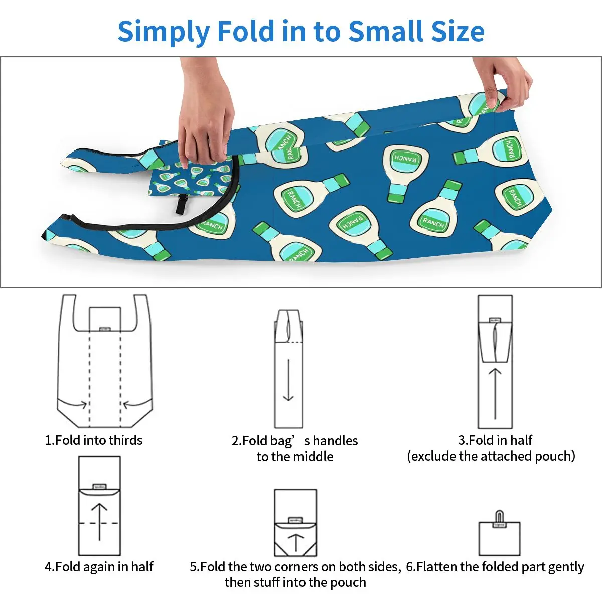 مزرعة - حقيبة تسوق لزجاجة تزيين السلطة (أزرق) حقائب حمل محمولة قابلة لإعادة الاستخدام حقيبة كتف للمتسوقين حقيبة يد للبقالة #5