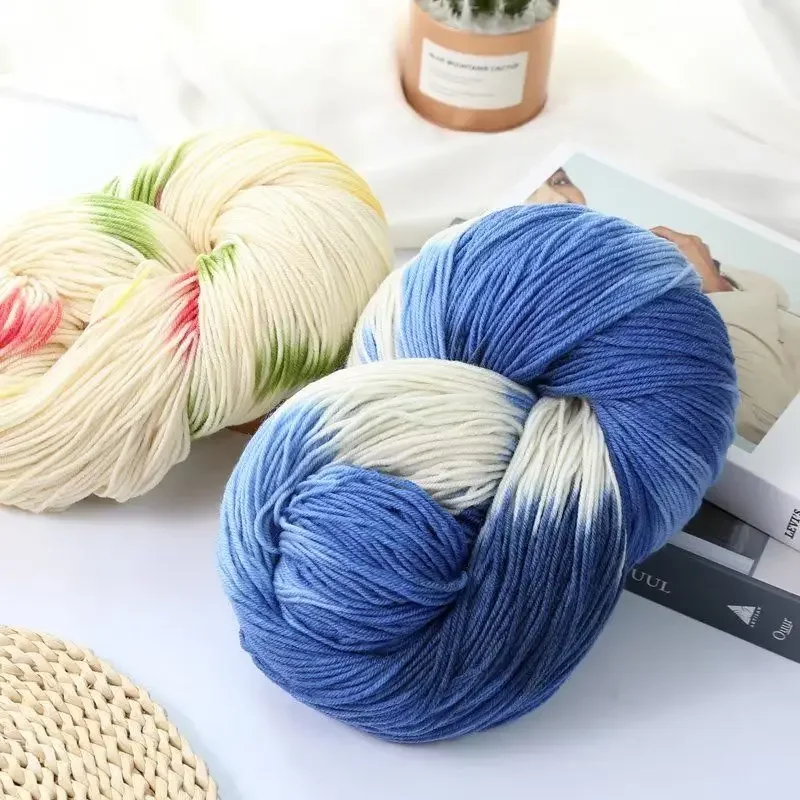 500g/set Chunky 4 Ply Colorful Section Dyed Woolen Yarn for Knitting Clothes Sweaters Medium Thick Warm Crochet Wool Thread Soft