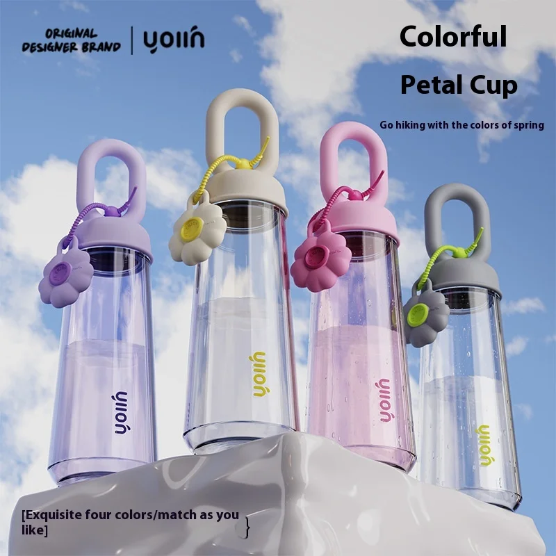 

Fashion Floral Water Bottle for Women,500ml Leakproof Portable Plastic Tumbler with Handle,Cute Travel Cup for Girls