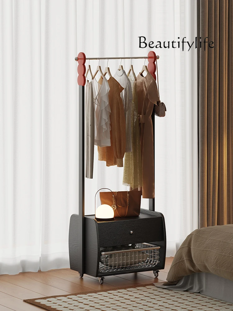 

Bedroom Mobile Coat Rack Household Multi-Functional Hallway Storage Floor Hanger Clothes Storage Rack with Wheels