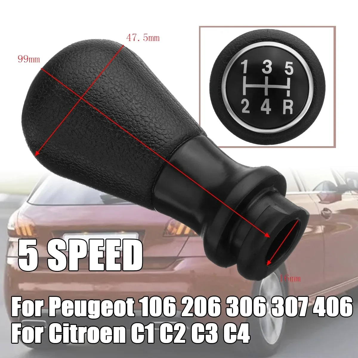 5 Speed Manual Car Gear Shift Knob Sleeve Adapter Lever For Peugeot 106 206 306 307 406 For Citroen C1 C2 C3 C4 Car Accessories