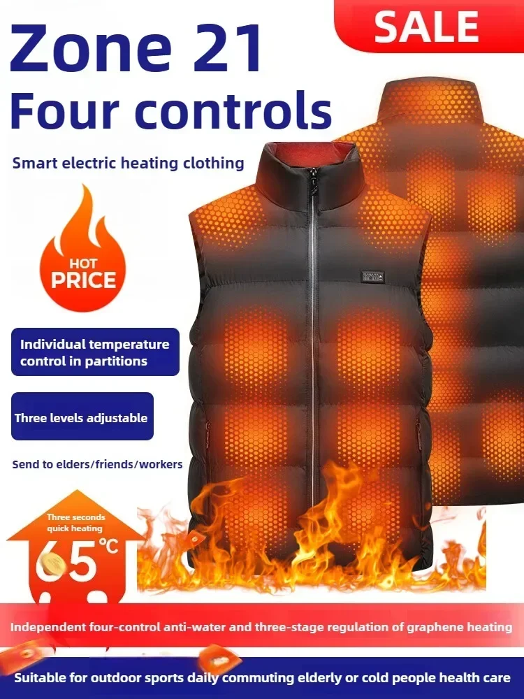 Heating vest Winter cycling vest Temperature controlled Smart graphene usb charging heating vest does not include mobile power