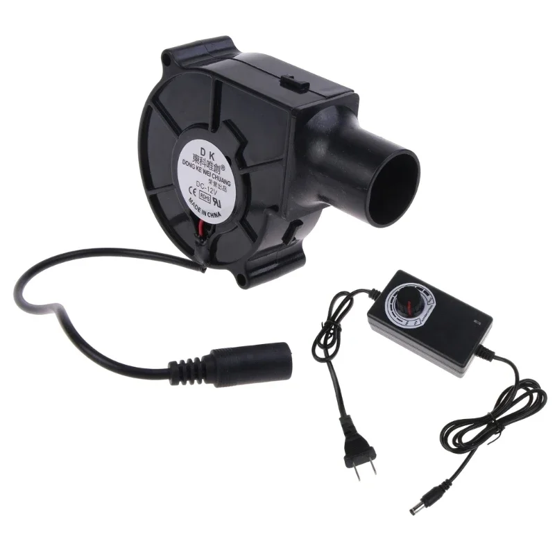 

12V BBQ Fan Small Portable Air Blower with Air Collecting Port Power Supply Speed Controller Cooking Blower US/EU Plug