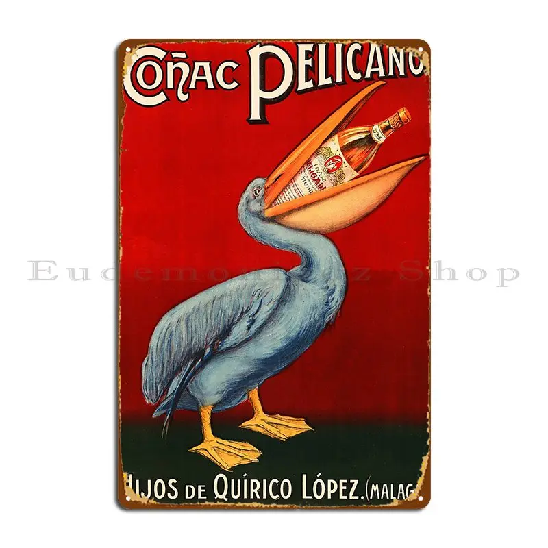 Conac-Póster publicitario De licor Pelicano, Mural De pared De cueva De Metal, diseño Vintage, 1920