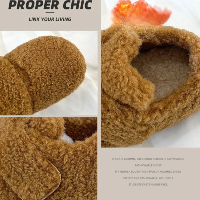 

Girls' Warm Furry Cotton-padded Shoes Fleece Children's Cotton Shoes Korean Version Soft-soled Plush Winter Little Girls 23-36
