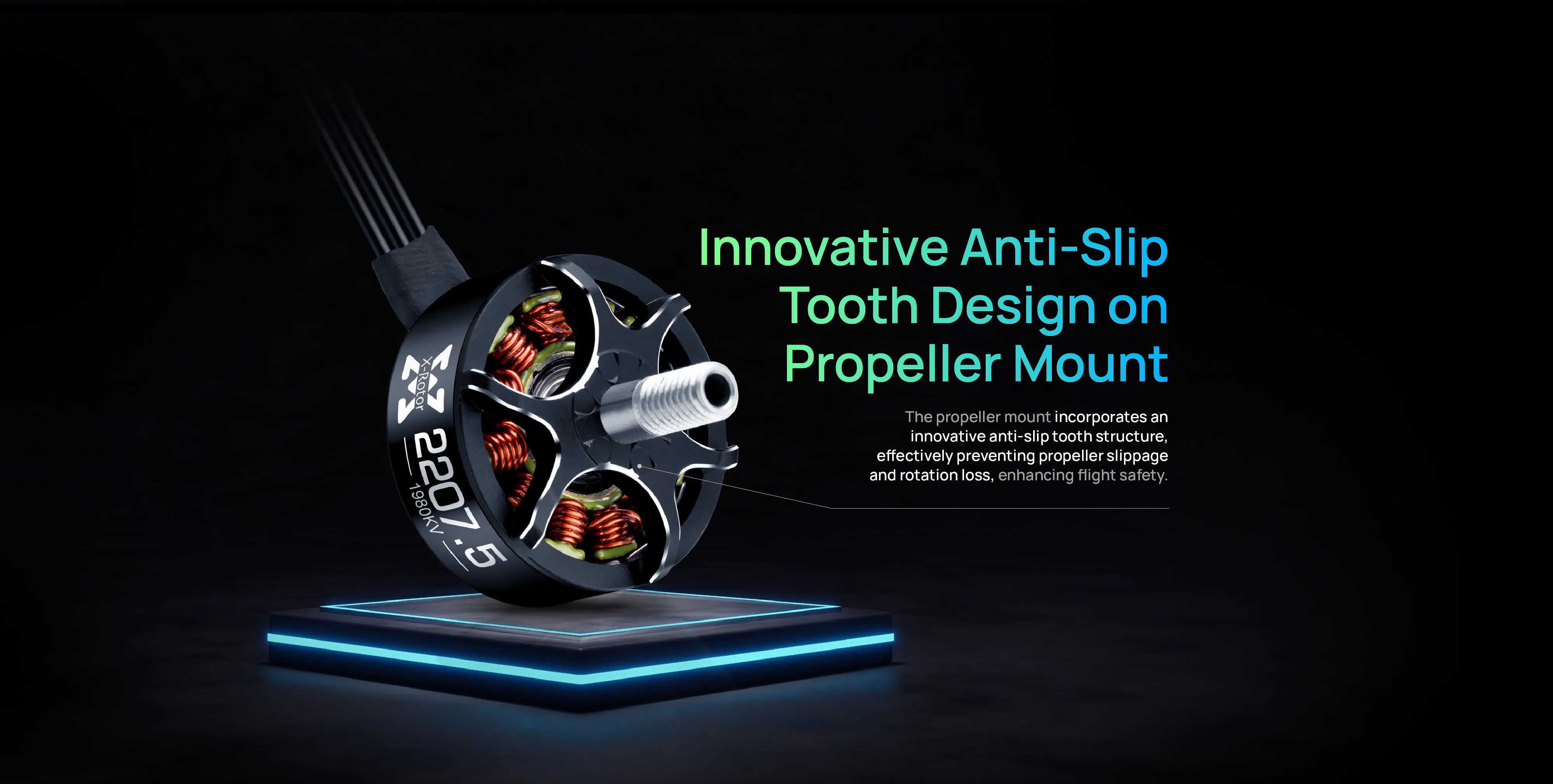 Hobbywing XRotor 2207.5 Motor 1780KV/1980KV FPV Crossover-Drohne mit starkem bogenförmigem Magnetdesign für hocheffiziente Wärmeableitung – Detail 4