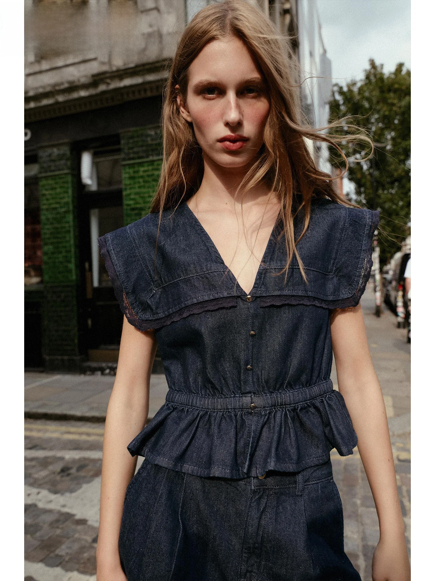 

ZAPRHA повседневный кружевной топ с v-образным вырезом, женский свободный топ, Новое поступление, осень 2021, Sle 64755