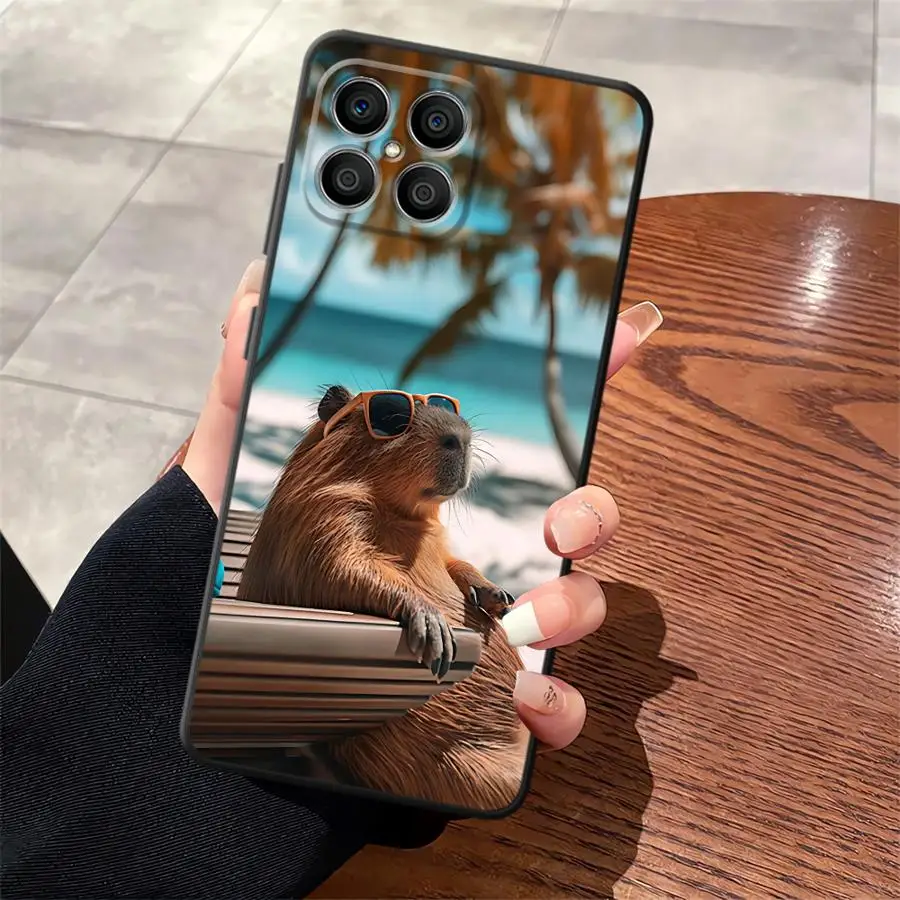 كابيبارا- حافظة لهاتف Honor 8X 70 X9a X8 200 400 Lite Magic5Lite X6 X7 X5b 90 غطاء هاتف ناعم أسود #2