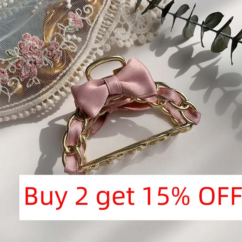 Korea Style Geometric Hair Claw Clips Metal Gold Hair Crabs for Women Ponytail Holders Ribbon Knot Headwear Ornament Gifts New